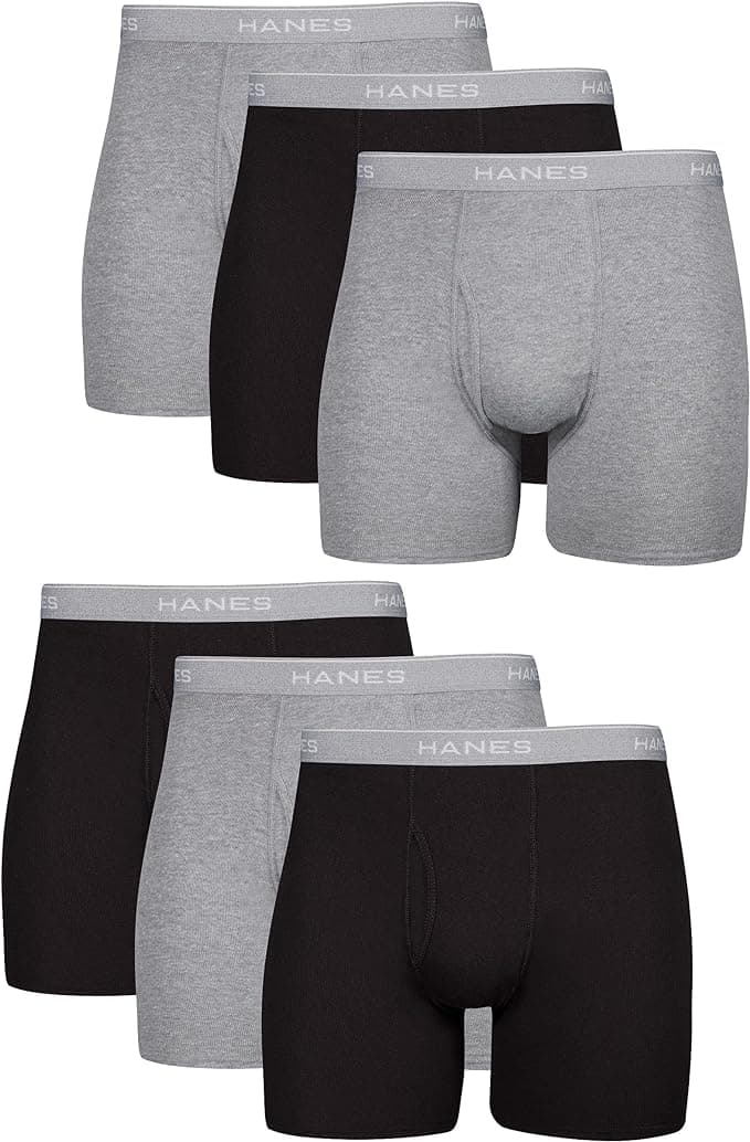 Hanes Men's Cotton Boxer Briefs 6-Pack